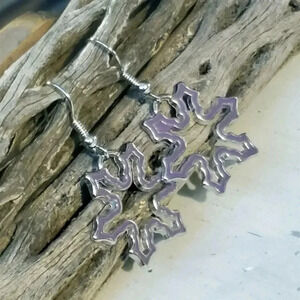 Enameled Snowflake Drops Silver Purple Winter Christmas Holidays Earrings
